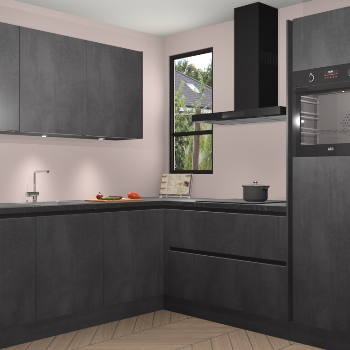 Beton Zwarte greeploze keuken Johannesburg 107621