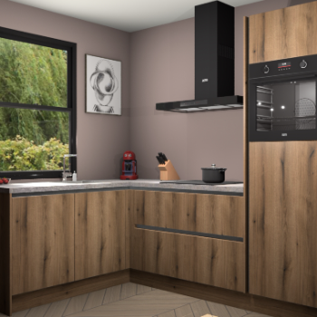 Goud Eiken greeploze keuken Kinshasa 104831