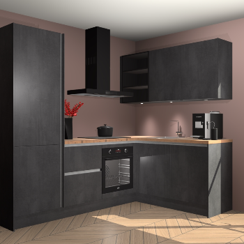 Beton zwarte greeploze keuken Pilsen 107993