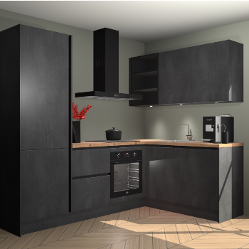 Beton zwarte greeploze keuken Pilsen 107996