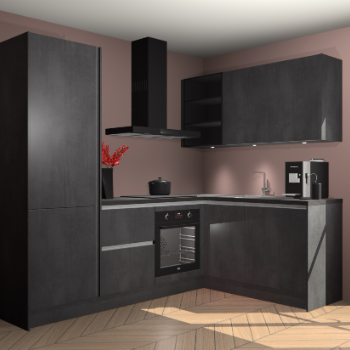 Beton zwarte greeploze keuken Pilsen 108006