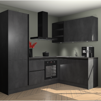 Beton zwarte greeploze keuken Pilsen 108009