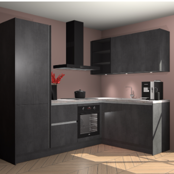 Beton zwarte greeploze keuken Pilsen 108018