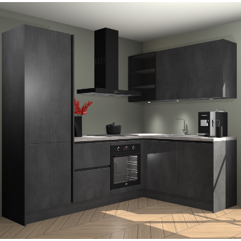 Beton zwarte greeploze keuken Pilsen 108021