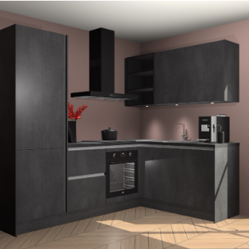 Beton zwarte greeploze keuken Pilsen 108024