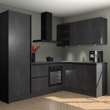 Beton zwarte greeploze keuken Pilsen 108027