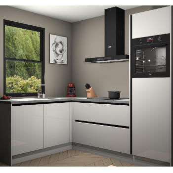 Zijdegrijze hoogglans greeploze keuken Kinshasa 105125