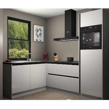 Zijdegrijze hoogglans greeploze keuken Kinshasa 105131