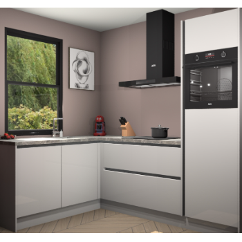 Zijdegrijze hoogglans greeploze keuken Kinshasa 105188