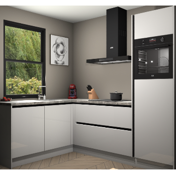 Zijdegrijze hoogglans greeploze keuken Kinshasa 105191