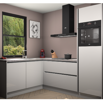 Zijdegrijze hoogglans greeploze keuken Kinshasa 105194