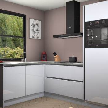 Sneeuwwitte hoogglans greeploze keuken Kinshasa 105024