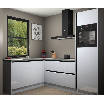 Sneeuwwitte hoogglans greeploze keuken Kinshasa 105027