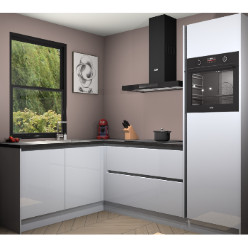 Sneeuwwitte hoogglans greeploze keuken Kinshasa 105043