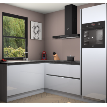 Sneeuwwitte hoogglans greeploze keuken Kinshasa 105061