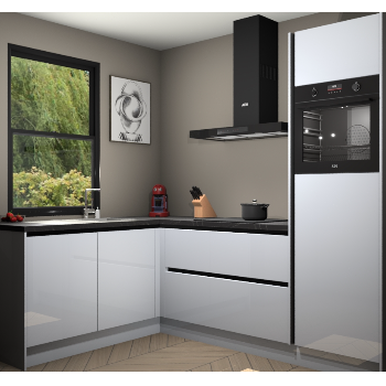 Sneeuwwitte hoogglans greeploze keuken Kinshasa 105064