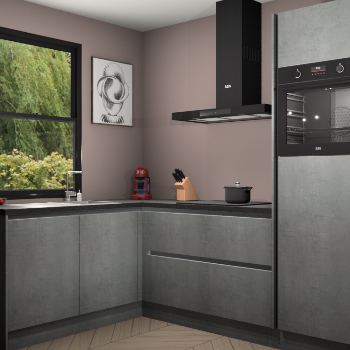 Beton Parelgijs greeploze keuken Kinshasa 107364