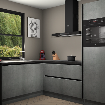 Beton Parelgijs greeploze keuken Kinshasa 107367