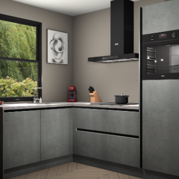 Beton Parelgijs greeploze keuken Kinshasa 107427