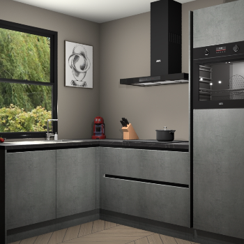 Beton Parelgijs greeploze keuken Kinshasa 107433