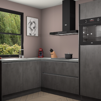 Beton Antraciet greeploze keuken Kinshasa 107515