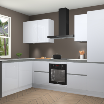 Sneeuwwitte hoogglans greeploze keuken Beijing 107934