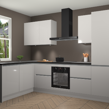 Zijdegrijze hoogglans greeploze keuken Beijing 108063