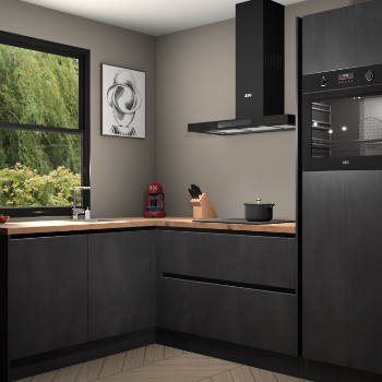 Beton Zwarte greeploze keuken Kinshasa 107627