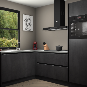 Beton Zwarte greeploze keuken Kinshasa 107663