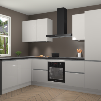 Zijdegrijze hoogglans greeploze keuken Beijing 108083