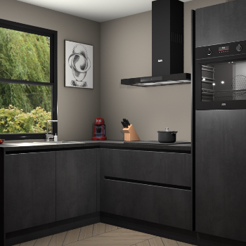 Beton Zwarte greeploze keuken Kinshasa 107678