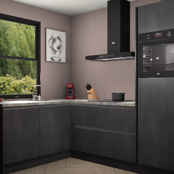 Beton Zwarte greeploze keuken Kinshasa 107691