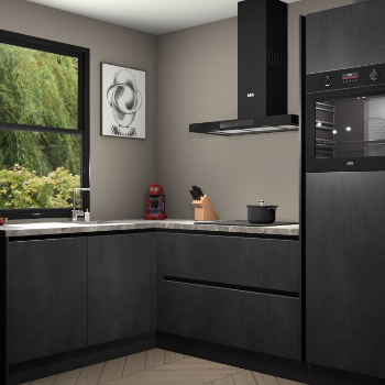 Beton Zwarte greeploze keuken Kinshasa 107695