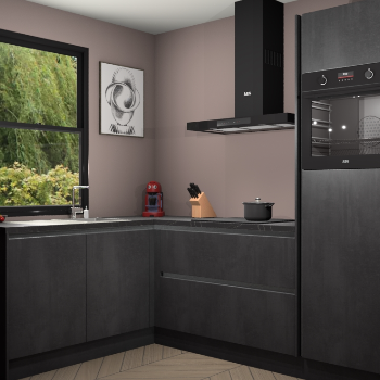Beton Zwarte greeploze keuken Kinshasa 107711