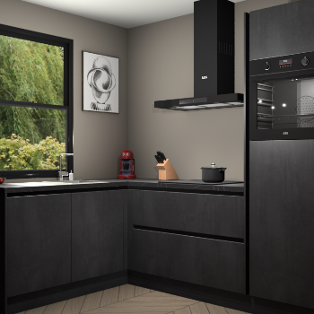 Beton Zwarte greeploze keuken Kinshasa 107714