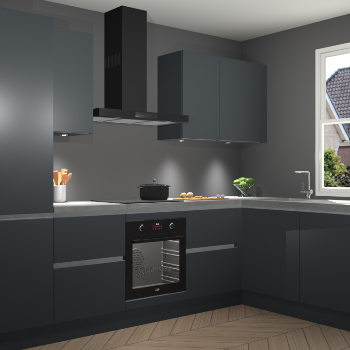 Onyxgrijze greeploze keuken Geneve 108868