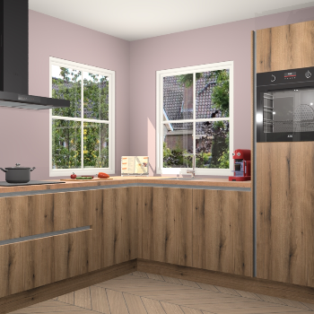 Goud Eiken greeploze keuken Pai 109201