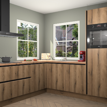 Goud Eiken greeploze keuken Pai 109204