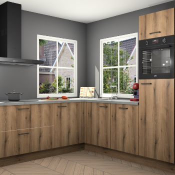 Goud Eiken greeploze keuken Pai 109311