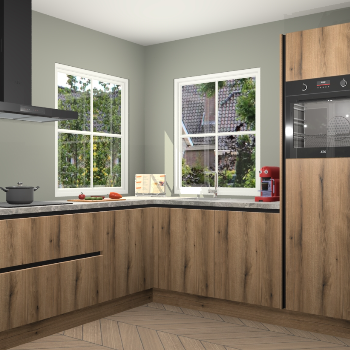 Goud Eiken greeploze keuken Pai 109323