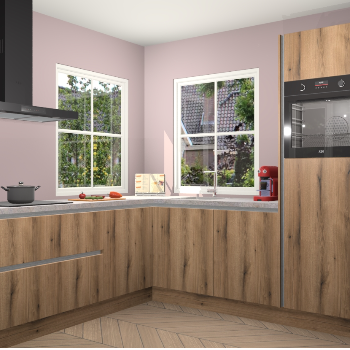 Goud Eiken greeploze keuken Pai 109326