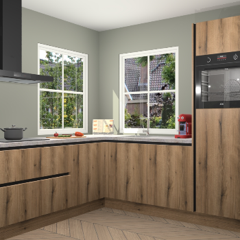 Goud Eiken greeploze keuken Pai 109329