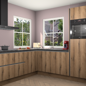 Goud Eiken greeploze keuken Pai 109332