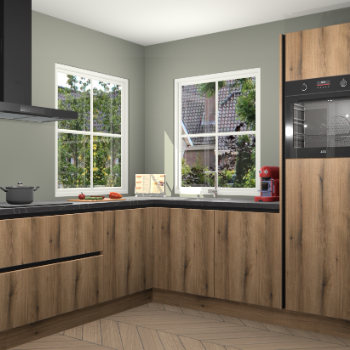 Goud Eiken greeploze keuken Pai 109335