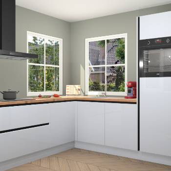 Sneeuwwitte hoogglans greeploze keuken Pai 109305