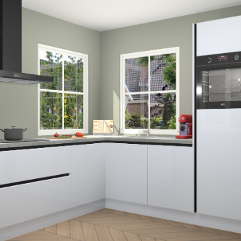 Sneeuwwitte hoogglans greeploze keuken Pai 109443