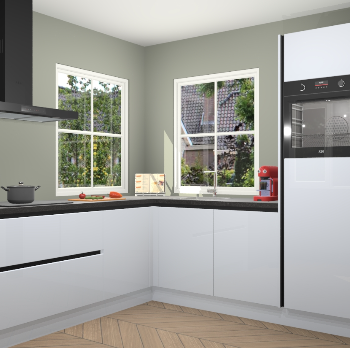 Sneeuwwitte hoogglans greeploze keuken Pai 109444