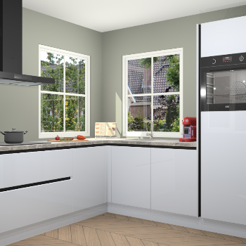 Sneeuwwitte hoogglans greeploze keuken Pai 109445