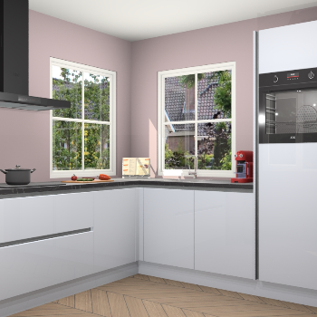 Sneeuwwitte hoogglans greeploze keuken Pai 109432