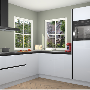 Sneeuwwitte hoogglans greeploze keuken Pai 109447